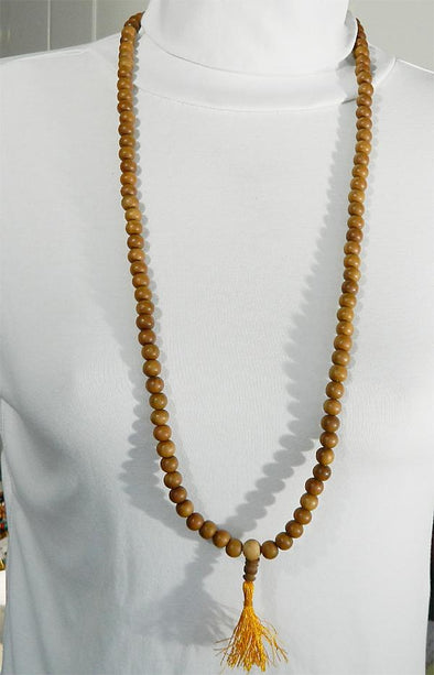 108 Bead Mala Necklace - 10mm Sandalwood Beads