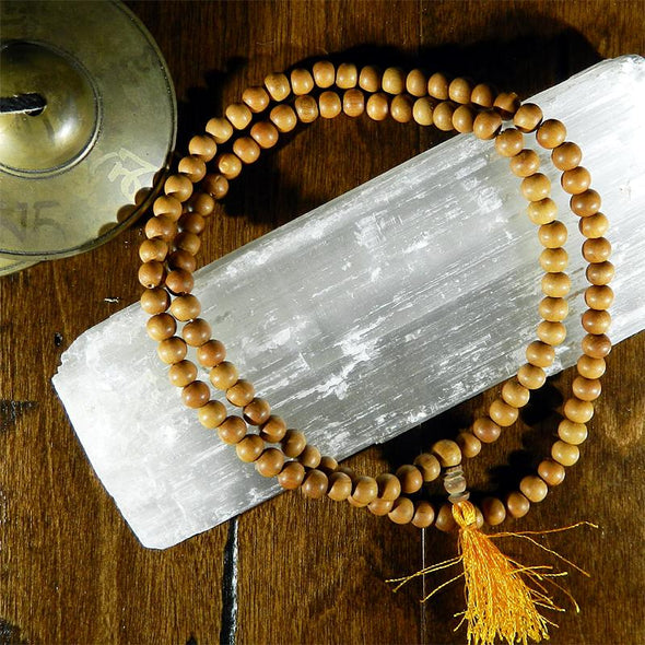 108 Bead Mala Necklace - 8mm Sandalwood Beads