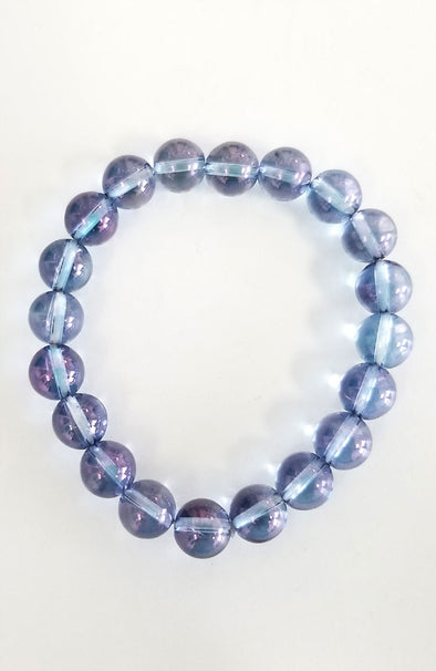 Gemstone Bead Bracelet - Tanzanite Aura Quartz 10 mm