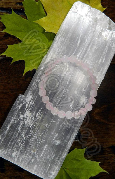 Gemstone Bead Bracelet - Faceted Rose Quartz 8 mm