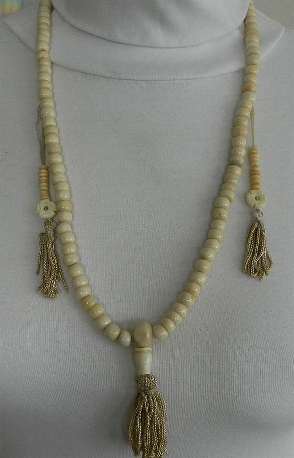 108 Bead Mala Necklace - White Yak Bone