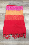 Yak Wool & Cotton Shawl ~ Red Stripes